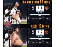 Ronaldo menjadi buncit menghiasi linimasa usai kekalahan Juventus atas MU. (Foto: Internet/Twitter)