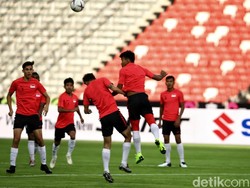 Timnas Singapura menggelar sesi latihan di Stadion Bishan, Kamis (8/11/2018).