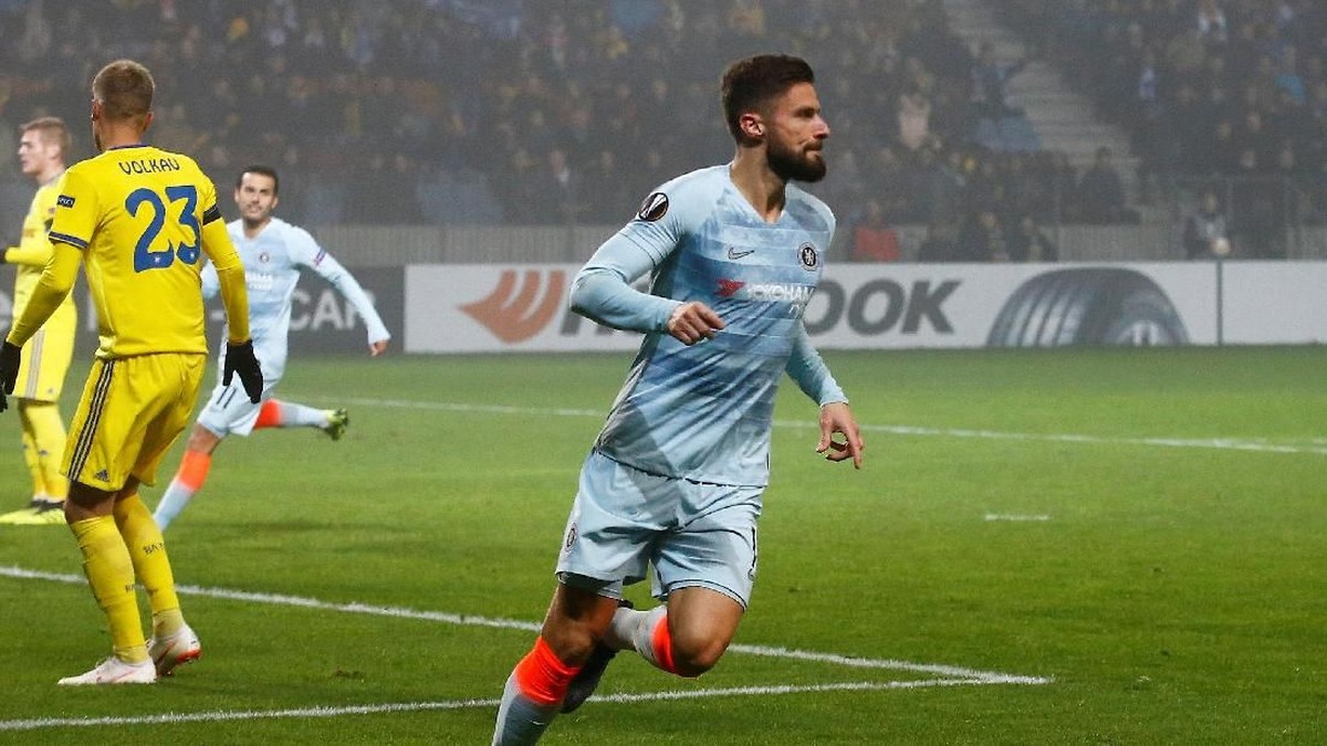 Olivier Giroud bikin gol lagi setelah nyaris tujuh bulan puasa (Vasily Fedosenko/Reuters)