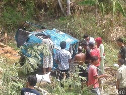 Pecah Ban, Mobil Kijang Masuk Jurang di Brebes