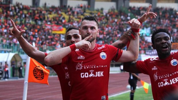 Marko Simic menjadi pencetak gol pertama dalam laga antara Persija dan Sriwijaya FC di pekan ke-32 Liga 1 2018.