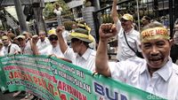 Eks Karyawan Merpati Berdemo di Kantor Sri Mulyani