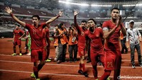 Indonesia pun menang 3-1 atas Timor Leste. Tim Merah Putih masih berusaha mewujudkan misinya menjuarai Piala AFF 2018. Ucapan terima kasih mereka berikan pada suporter usai laga. (Foto: Pradita Utama/detikSport)