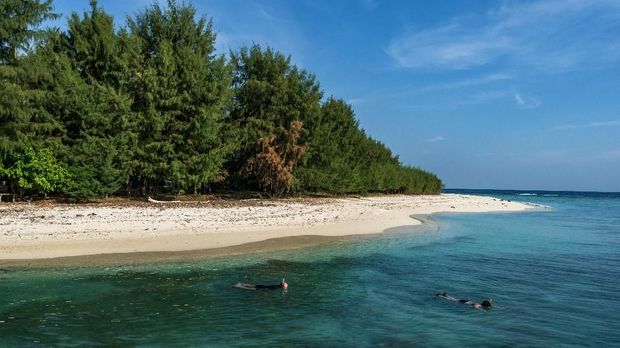 Wisatawan melakukan aktivitas selam permukaan di sekitar Pulau Cilik, Karimunjawa, Jepara, Jawa Tengah. ANTARA FOTO/Aji Styawan