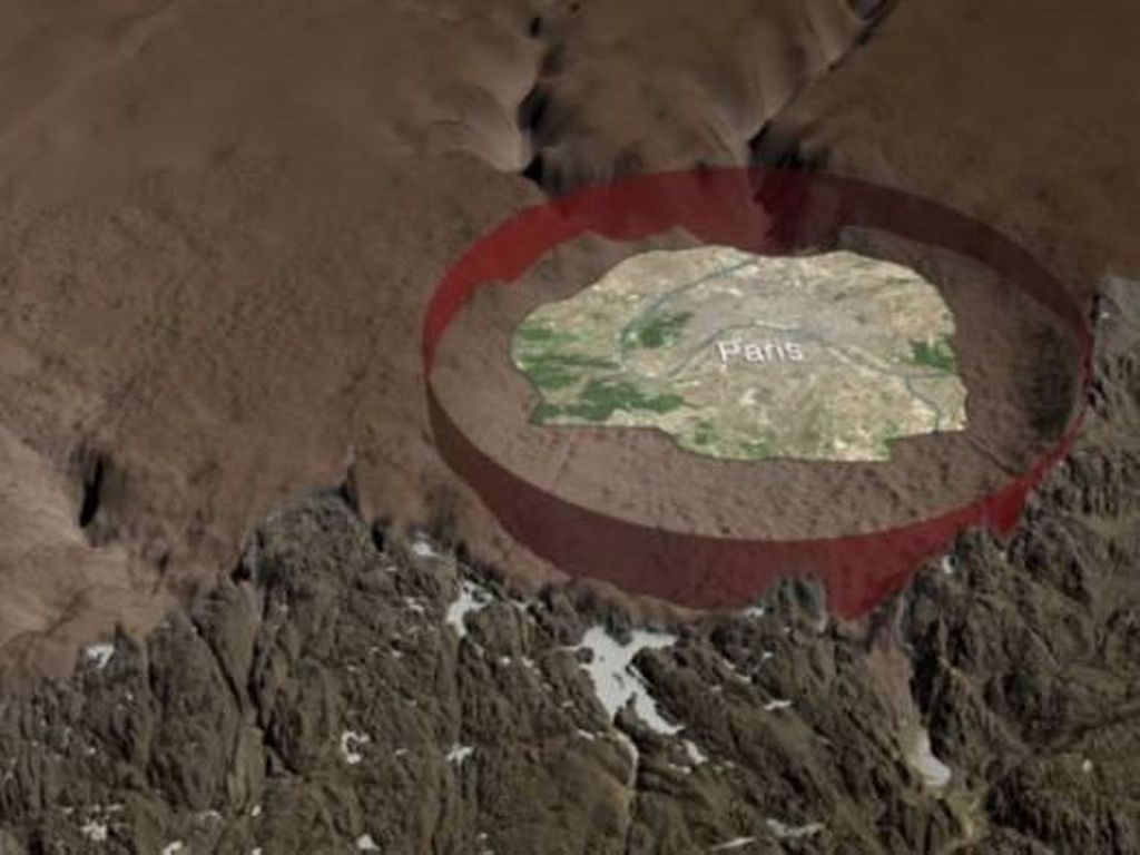 Ilmuwan Temukan Kawah Besar di Bawah Lapisan Es Greenland Ilmuwan Temukan Kawah Besar di Bawah Lapisan Es Greenland
