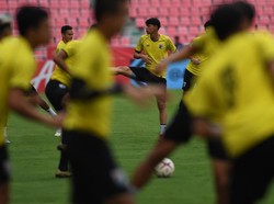 Pada saat bersamaan, Timnas Thailand juga tampak berlatih guna menghadapi skuat Garuda.