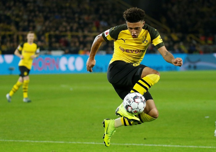Soccer Football - Bundesliga - Borussia Dortmund v Bayern Munich - Signal Iduna Park, Dortmund, Germany - November 10, 2018  Borussia Dortmunds Jadon Sancho in action                REUTERS/Leon Kuegeler  DFL regulations prohibit any use of photographs as image sequences and/or quasi-video