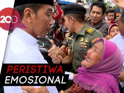 Penuh Haru! Seorang Nenek Menangis di Pelukan Jokowi