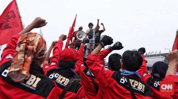 Salah satu aksi demo serikat buuruh, Konfederasi Persatuan Buruh Indonesia (KPBI) Jakarta, dengan tuntutannya, salah satunya, adalah menghapus outsourcing.