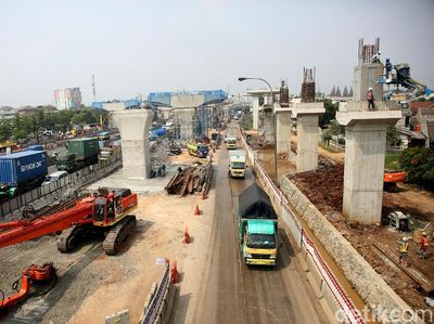 Melihat Proyek Pembangunan LRT di Kawasan Jakarta-Cikampek