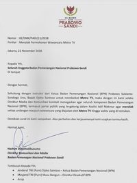 Saran Dewan Pers untuk Timses Prabowo dan Metro TV Soal Boikot