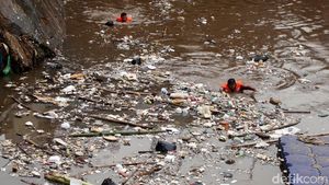 Sampah Penuhi Pintu Air Manggarai