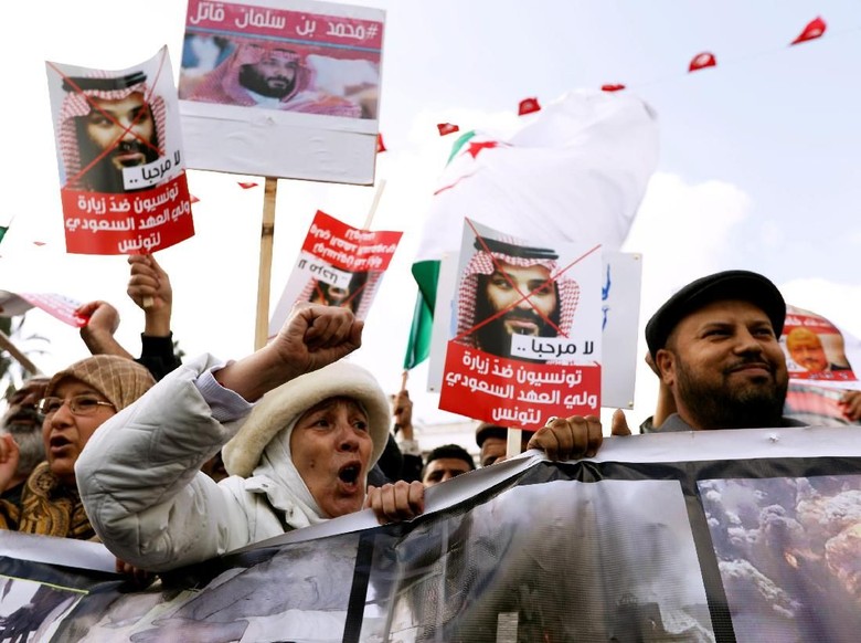 Disambut Demo di Tunisia, Putra Mahkota Saudi Diteriaki 'Pembunuh'