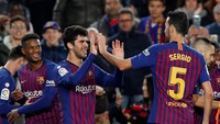 Los Cules memetik kemenangan 2-0 atas Villarreal. REUTERS/Albert Gea.