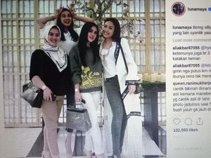 Ini Momen Pertemuan Syahrini dengan Reino Barack dan Luna Maya di Italia