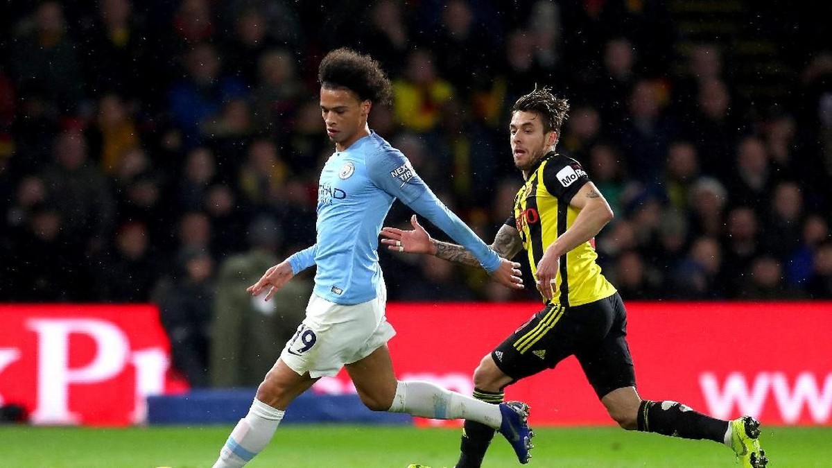 Manchester City unggul 1-0 atas Watford di babak pertama. (Foto: Catherine Ivill/Getty Images)