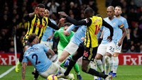 Abdoulaye Doucoure membukukan gol untuk Watford di menit ke-85. Dia mencetaknya dari jarak dekay. (Foto: David Klein/Reuters)