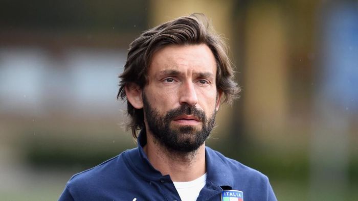 Pirlo FLORENCE, ITALY - JUNE 10: Andrea Pirlo looks on before an Italy training session at Coverciano on June 10, 2015 in Florence, Italy. (Photo by Claudio Villa/Getty Images)