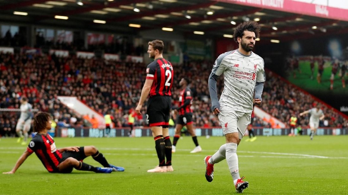 Mohamed Salah bikin hat-trick dan Liverpool menang 4-0 atas Bournemouth (Matthew Childs/Reuters)