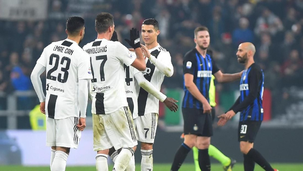 Juventus merayakan kemenangan atas Inter Milan di Derby dItalia (REUTERS/Massimo Pinca)