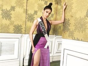 Foto: Miss Universe Singapura Di-bully Gara-gara Kostumnya Bergambar Trump