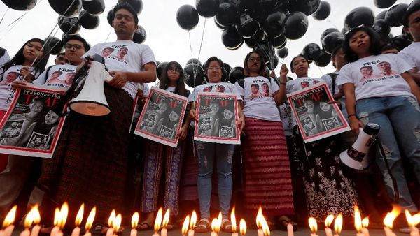 Aksi Solidaritas Jurnalis Dunia Tolak Kriminalisasi Wartawan Myanmar