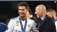 Cristiano Ronaldo dan Zinedine Zidane juga tak kalah bahagia. (Foto: Internet/Twitter)