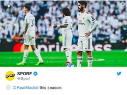 Madrid takluk 0-3 saat berhadapan dengan CSKA di Santiago Bernabeu, Kamis (13/12/2018). Catatan buruk Madrid ini langsung diunggah di lini mas. (Foto: Internet/Twitter)