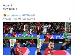 Lekatnya Jones dengan gol bunuh diri. Sampai ada statistik perbandingan gol yang dicetak dan bunuh diri yang dibukukan. (Foto: Internet/Twitter)