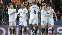 Dari Grup H, Valencia sudah dipastikan ke Liga Europa setelah dua tiket ke babak 16 besar direbut Juventus dan Manchester United. Valencia finis ketiga dengan delapan poin. Foto: Heino Kalis/Reuters