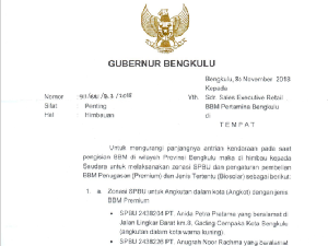 Soal Pembatasan dan Zonasi BBM, Pertamina Ikut Aturan di Bengkulu