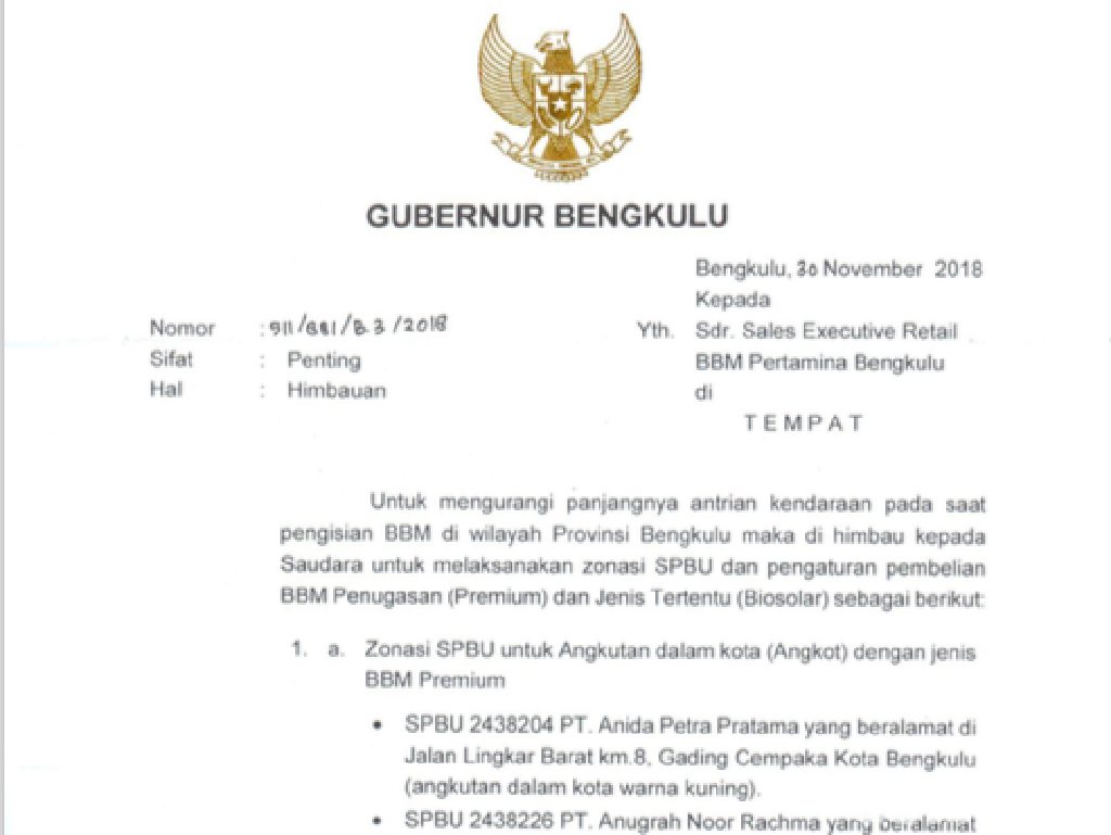 Soal Pembatasan dan Zonasi BBM, Pertamina Ikut Aturan di Bengkulu Soal Pembatasan dan Zonasi BBM, Pertamina Ikut Aturan di Bengkulu