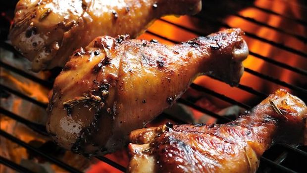 grilled chicken leg on the grill