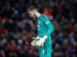 David de Gea patut marah kepada lini belakang MU khususnya karena dia sudah kebobolan 29 gol musim ini, lebih banyak satu dari total kebobolannya musim lalu. Atau De Gea memang sudah menurun? (Carl Recine/Reuters)