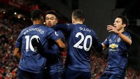 Jesse Lingard jadi pencetak gol untuk Manchester United yang merupakan gol keduanya musim ini. (Phil Noble/Reuters)
