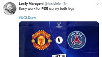 Sementara yang menjadi sorotan adalah pertemuan MU vs PSG. MU diklaim apes bersua PSG, sebab performa mereka sedang buruk belakangan ini. (Foto: Twitter @leslylele)