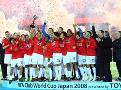 Manchester United juara pada 2008. The Red Devils mengalahkan LDU Quito di final. (Foto: Koichi Kamoshida/Getty Images)