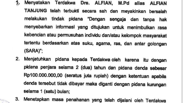 Kronologi Alfian Tanjung Kembali Dihukum 2 Tahun Penjara