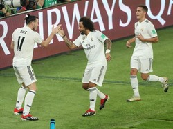 Gol-gol tersebut dia rayakan bersama Marcelo. Total ada dua assist yang diberikan oleh Marcelo. (Foto: Ahmed Jadallah/Reuters)