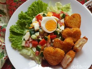Resep Ayam : Fiesta Cheesy Saus BBQ dan Salad Telur