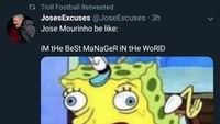 Melihat kenyatan Mourinho dipecat MU dan Setan Merah bisa tampil lebih baik di bawah Solskjaer, masihkah pantas menyebut Mourinho pelatih terbaik di dunia? (Foto: Twitter @JoseExcuses)