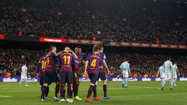 Barcelona memimpin klasemen Liga Spanyol pada jeda paruh musim 2018/2019.
