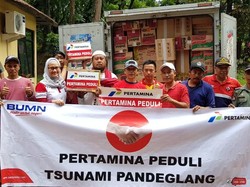 Pertamina Beri Bantuan 500 Kg Beras ke Korban Tsunami Pandeglang