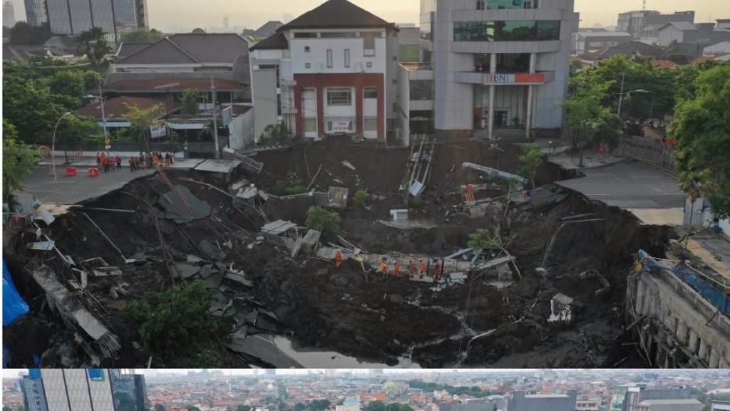 Potret Jalan Gubeng Saat Ambles dan Usai Diaspal Potret Jalan Gubeng Saat Ambles dan Usai Diaspal