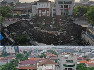 Potret Jalan Gubeng Saat Ambles dan Usai Diaspal