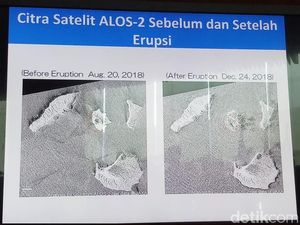 Penampakan Runtuhan Lereng Gunung Anak Krakatau yang Sebabkan Tsunami Penampakan Runtuhan Lereng Gunung Anak Krakatau yang Sebabkan Tsunami