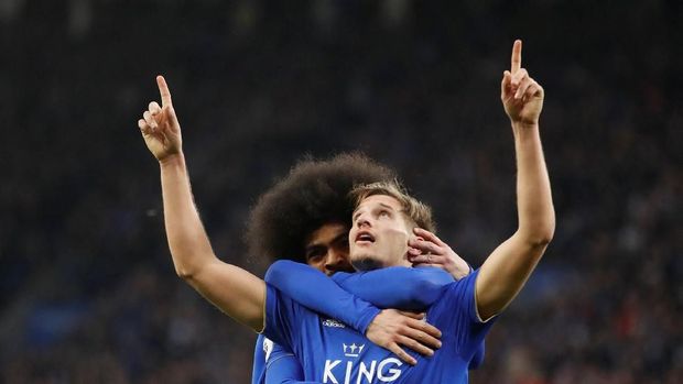 Marc Albrighton mencetak gol kemenangan Leicester atas Manchester City.