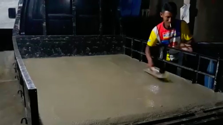 Waduh! Kolam Kendaraan Beroda Empat Pikap Ini Kok Dicor