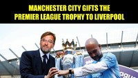Kado Natal dari City untuk Liverpool disebut-sebut adalah gelar Liga Inggris musim ini. Begitukah? Tapi ingat, musim masih panjang. (Foto: Twitter @TrollFootball)