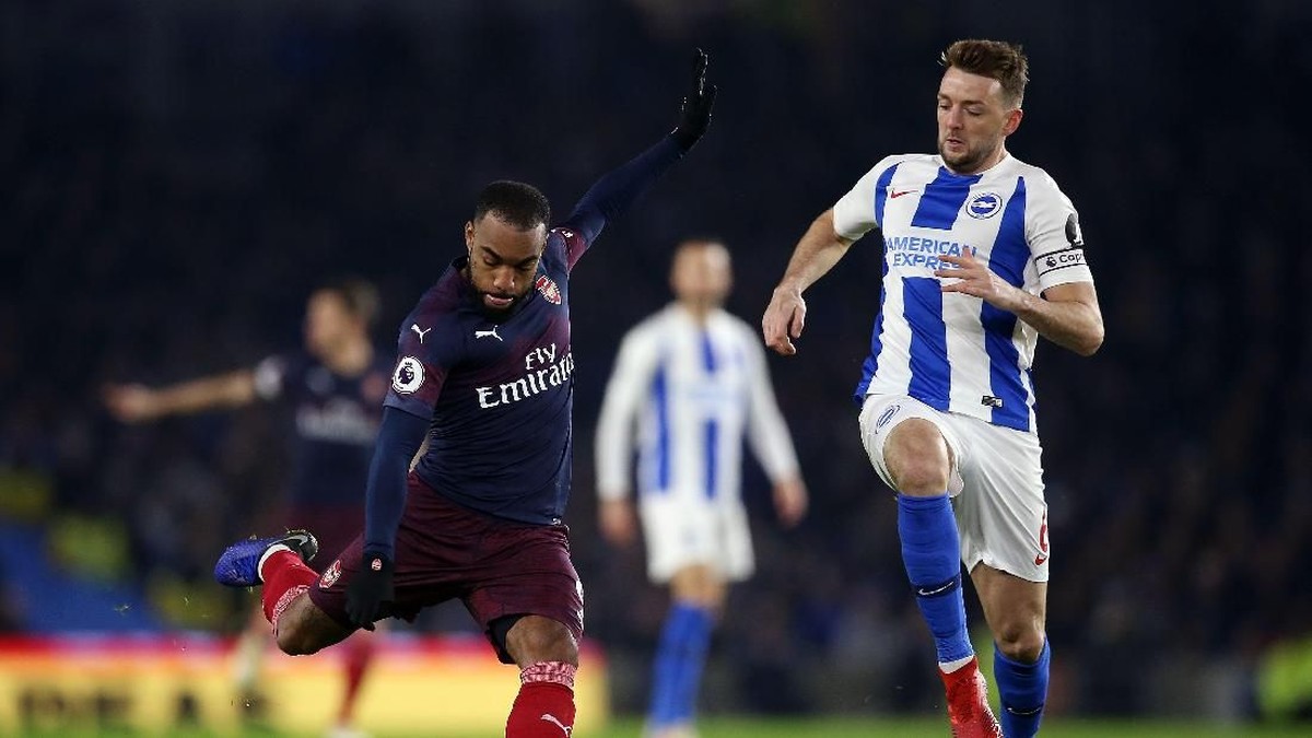 Arsenal tertahan 1-1 di markas Brighton pada babak pertama. (Foto: Steve Bardens/Getty Images)